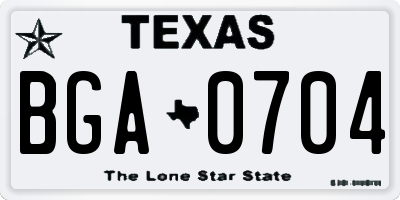 TX license plate BGA0704
