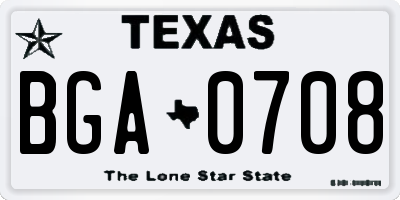TX license plate BGA0708