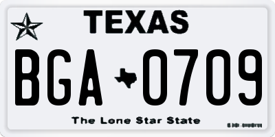 TX license plate BGA0709