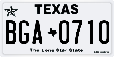 TX license plate BGA0710