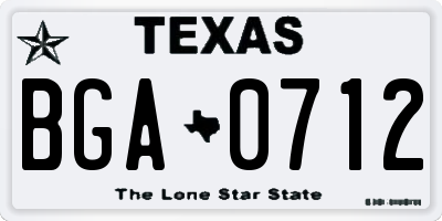 TX license plate BGA0712