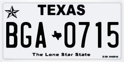 TX license plate BGA0715