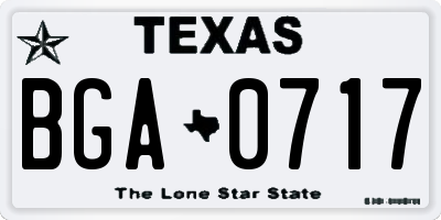 TX license plate BGA0717