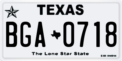 TX license plate BGA0718