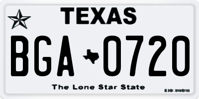 TX license plate BGA0720