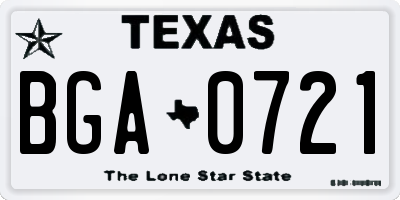 TX license plate BGA0721