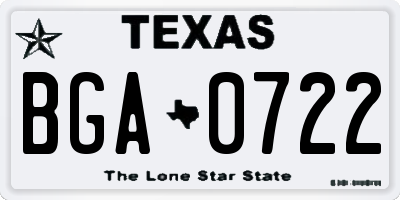 TX license plate BGA0722