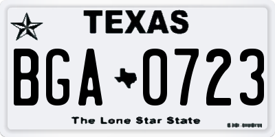 TX license plate BGA0723