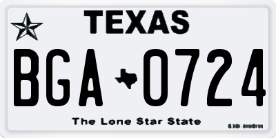TX license plate BGA0724