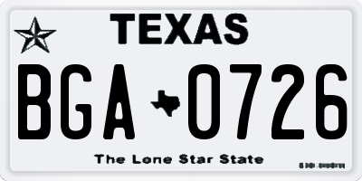TX license plate BGA0726