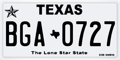 TX license plate BGA0727