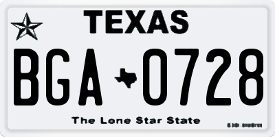TX license plate BGA0728