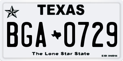 TX license plate BGA0729