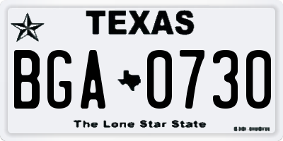 TX license plate BGA0730