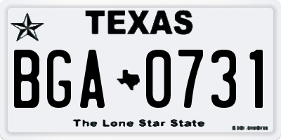 TX license plate BGA0731