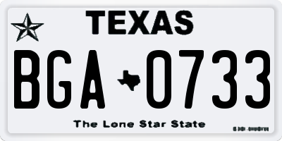 TX license plate BGA0733