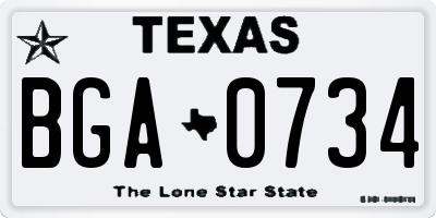 TX license plate BGA0734