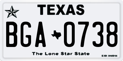 TX license plate BGA0738