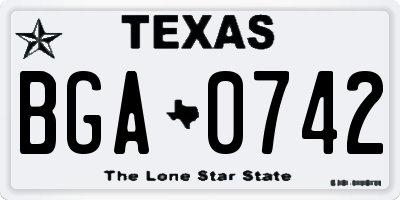 TX license plate BGA0742