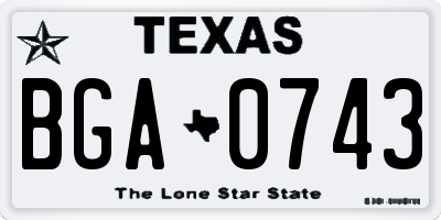 TX license plate BGA0743