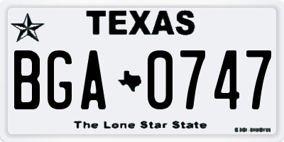 TX license plate BGA0747