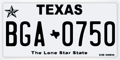 TX license plate BGA0750