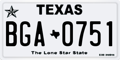 TX license plate BGA0751