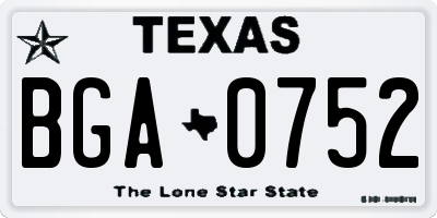 TX license plate BGA0752