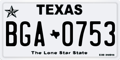 TX license plate BGA0753