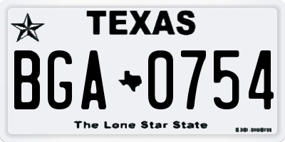 TX license plate BGA0754