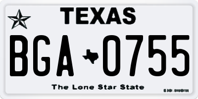 TX license plate BGA0755