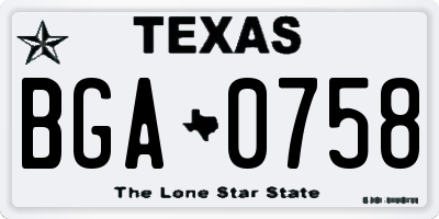 TX license plate BGA0758