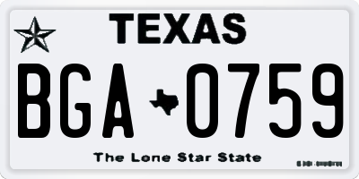 TX license plate BGA0759