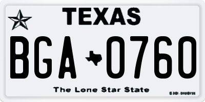 TX license plate BGA0760