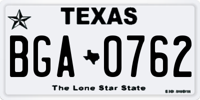 TX license plate BGA0762