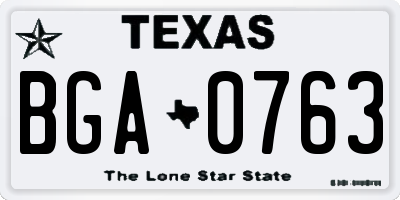 TX license plate BGA0763