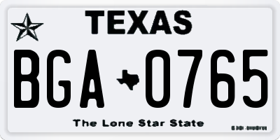 TX license plate BGA0765