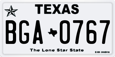 TX license plate BGA0767