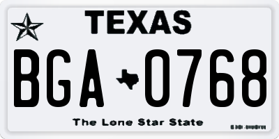 TX license plate BGA0768