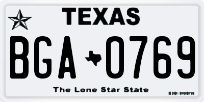 TX license plate BGA0769