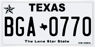 TX license plate BGA0770