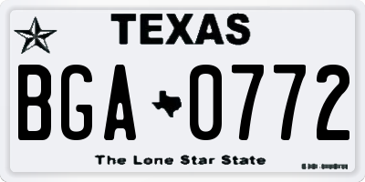 TX license plate BGA0772