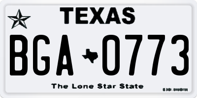 TX license plate BGA0773