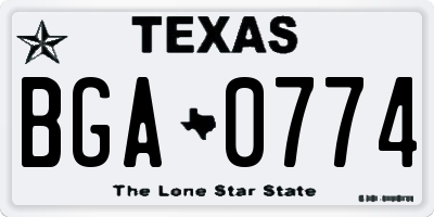 TX license plate BGA0774