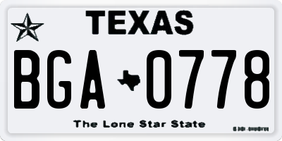 TX license plate BGA0778
