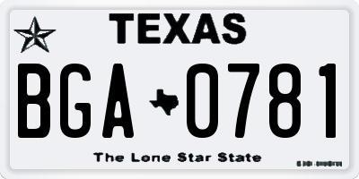 TX license plate BGA0781
