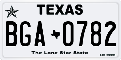 TX license plate BGA0782