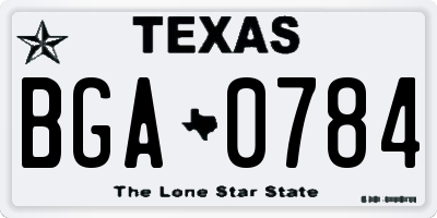 TX license plate BGA0784