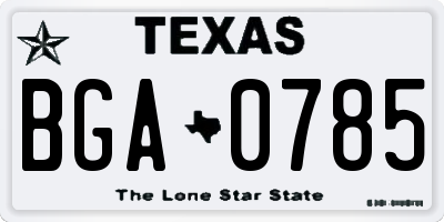 TX license plate BGA0785