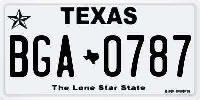 TX license plate BGA0787